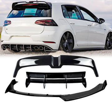For VW Golf R MK7.5 Boot Spoiler Diffuser Front lip Body Kits 2016 2017 2018 2019 2020 Gloss Black